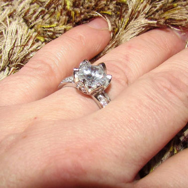 925 Sterling Silver Lotus 2ct Simulated Diamond Ring-Your Soul Place